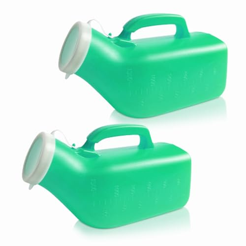 urinflaska, 1000ml urinalflaska for män | Återanvändbar kissflaska for med lock | Lätt, säker(Green2men)