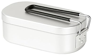 JAMIEKA Lonchera de aluminio con asas plegables, caja portátil ligera para alimentos, camping, cocina, alimentos, fiambrera de aluminio con asas, vajilla de camping aislada para mochileros