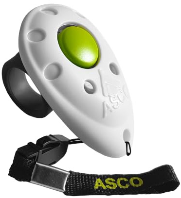 ASCO Finger Clicker, clickers Haut de Gamme pour Le Dressage au clicker, Chiens, Chats, Chevaux, clicqueur à Doigt Professionnel, clickers pour Le Dressage des Chiens, Blanc AC05F