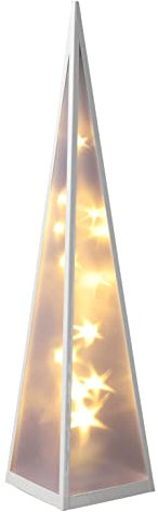 Piramide con stelle rotanti, con 20 LED, luce bianca calda, decorazione a forma di stella da 60 cm, cono di lucea effetto olografico