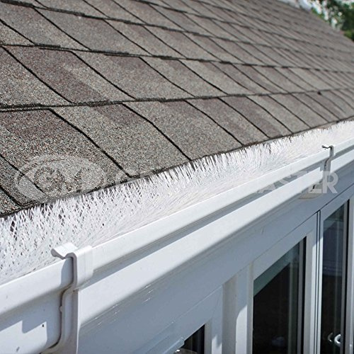 GroundMaster Gutter Guard Brush - Drain Downpipe Leaves Filter (12m (39.5ft), White)