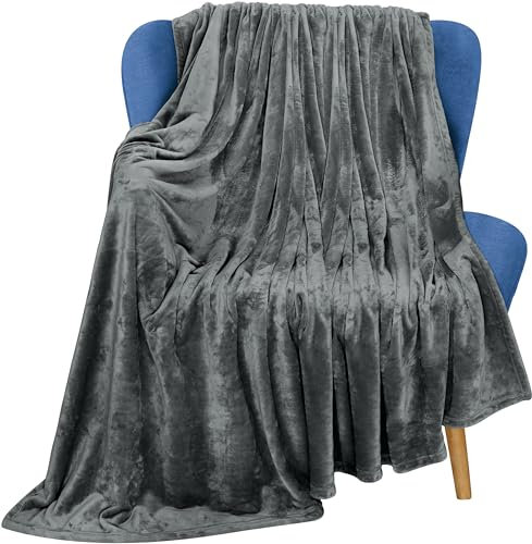 Utopia Bedding Kuscheldecke flauschig Fleecedecke [152x127 cm, Grau] leichte, Wohndecke Warm Winter Weich und atmungsaktive Decke für Bett Sofa und Couch