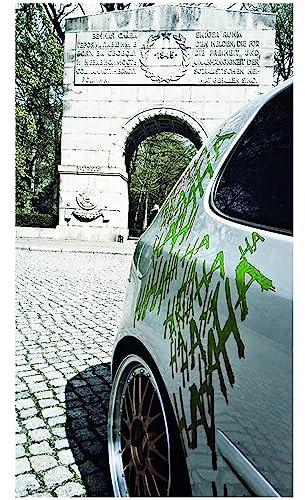 Grafik Schriftzug HAHAHA Groß Joker Batman Aufkleber Sticker Tuning Folie von Finest-Folia KX029 (Lindgrün 063)