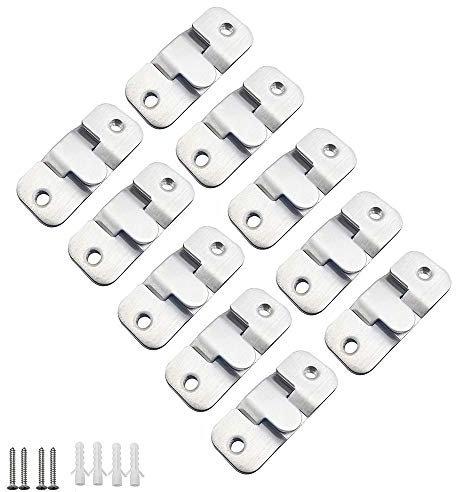 MZMing 10 Coppie [20 Pacco] Staffa di Montaggio Nascosta Fibbia ad Incastro Hardware per Montaggio a Parete Acciaio Inossidabile per Appendere Immagini Specchi Cornici o Testiere, ecc.