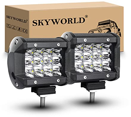 SKYWORLD 2 Pcs Arbeitsscheinwerfer 4 Zoll 10 cm 36W Led Arbeitslicht | 12V 24V Spot Offroad Scheinwerfer Zusatzscheinwerfer für 4x4 Auto Traktor Offroad SUV UTV ATV, 6000K Rückfahrscheinwerfer