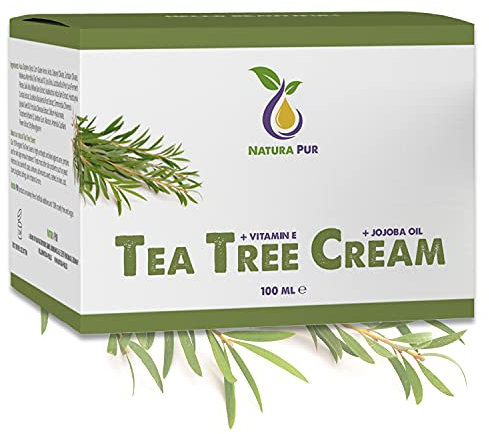 Tea Tree Oil Cream 100ml, 100% organic & vegan, natural cosmetics care for blemished skin, inflammatory skin conditions, anti-pimples and acne