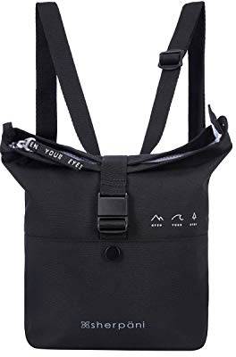 Sherpani Eiko, Mini Backpack with Coin Purse, Convertible Backpack, Small Crossbody Bag (Black)