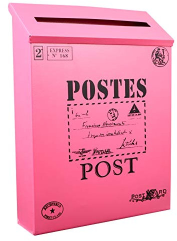 Buzón de Montaje en Pared Vintage Buzón de Metal Al Aire de Gran Capacidad Decorativo para Decoración de Pared de Jardín Accesorios Fotográficos Rosy