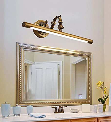 Wandleuchte Spiegelleuchte LED Vintage Messing-Metall Innen Badezimmer Flur Treppen Korridor Lampe, Warmweißes Licht, 4000K, Wandstrahler Rustikal Verstellbar Design, Leselampe, Retro Wandspots