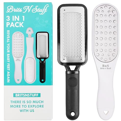 Professional Pedicure Foot File for Hard Skin - Anti Rust Stainless Steel Callus Remover for Cracked Heels - Easy to Use & Anti Skid Design - Foot Care Tool for Dry and Dead Skin - BNS