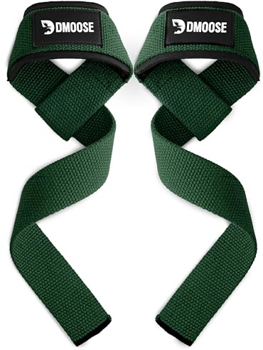 DMoose Fitness Straps Palestra, Cinghie di Sollevamento Pesi Deadlift, Powerlifting Fascette Palestra, Allenamento Fasce Gym, Bodybuilding, Morbido Imbottito per Massima Forza di Presa (Coppia)