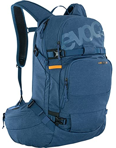 EVOC LINE PRO 20 Sac à dos de randonnée (protection LITESHIELD PLUS, compartiment pour poche d'hydratation, bandoulière isolée, compartiment avalanche, support pour skis et snowboard), bleu denim