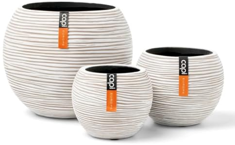 Capi Europe - Mix Box Vase Boule Rib Ivoire - Ivoire - Pots de Fleurs pour l'intérieur - Set Cadeau