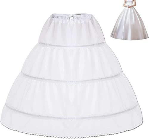 Blanche Princesse Jupe Enfants Sous-jupe Robe Demoiselle D'honneur Mariage Crinoline Jupon Robe De Cérémonie Princesse Robe De Mariée Crinoline Jupon Robe De Bal 3 Cerceaux