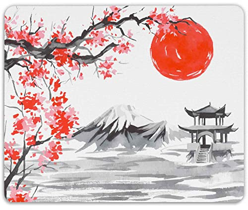 GRAVURZEILE Tapis de souris imprimé – Design japonais – Tapis de souris pour bureau et jeux – Dessous en caoutchouc antidérapant – 23 x 19 cm – Résistant – Cadeau pour collègues de travail enfants et