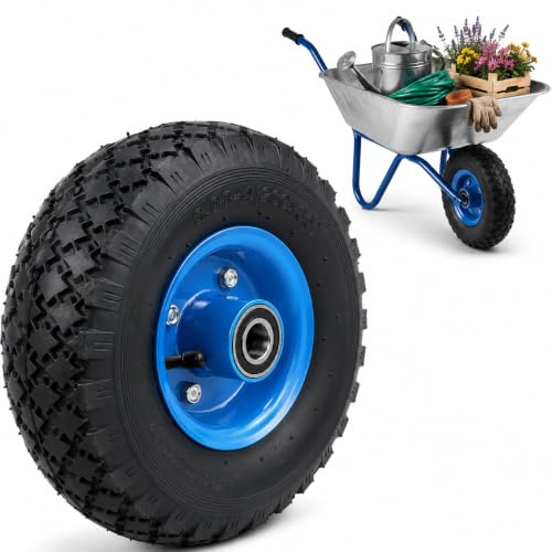 BAUSTER® Schubkarrenrad Vollgummi pannensicher 3.00-4(260x85) Gepumptes Rad Ø260mm 2PR Ersatzrad Stahlfelge Reifen Rad Schubkarren Gummirad für Schubkarren für Gartenarbeit