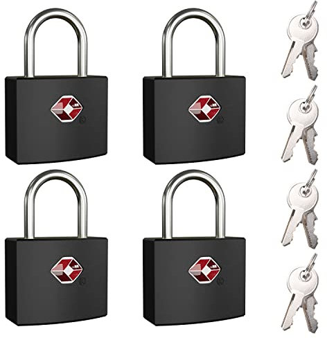 Diyife 4 Stück TSA Gepäckschlösser mit 8 Schlüsseln, [Wasserdicht] Mini Kofferschloss Schlüsselschloss Sicherheitsschloss Reiseschloss für Gepäck, Reißverschluss, Tasche, Werkzeugkasten (Schwarz)