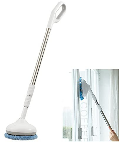 Cordless Rechargeable Glass Cleaning Robot,wireless Telescopic Electric Ightweight Handheld Glass Mop Floor Scrubber Household Ceiling Intelligent Window Cleaner Can Clean External Windows (white)
