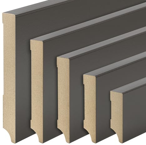 REESE | Sockelleisten | MDF DUNKELGRAU | Weimarer Profil | 150mm - 1 Stück / 2,3lfm