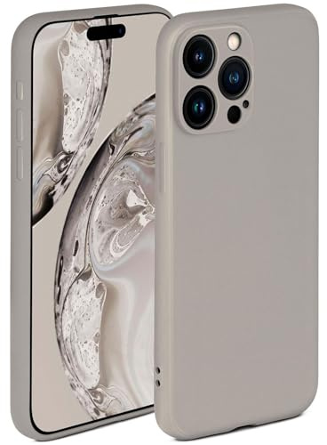 ONEFLOW Soft Case für iPhone 15 Pro Max Hülle aus Silikon mit Kameraschutz, Silikonhülle mit erhöhtem Schutz fürs Display, Backcover Schutzhülle, weiche Handyhülle, Taupe