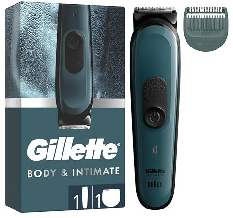 Gillette Intimate Body Hair Trimmer for Men, Pubic Hair and Ball Trimmer, Waterproof, Cordless Men's Body Groomer for Wet & Dry Shaving, Lifetime Sharp Blades,SkinFirst i3