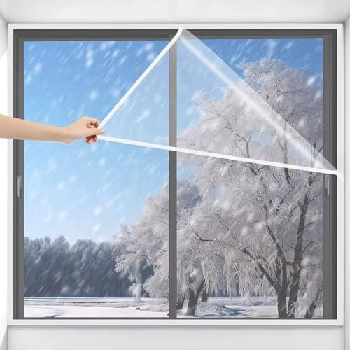 Thermo Cover Fenster-Isolierfolie,Kälteschutzfolie Fenster,Planen-Fenster-Isolierfolie,Isolierte Fensterfolie,Spart Energie und Geld Dichtung Plane,für Zuhause,Büro (50x200cm/20x79)