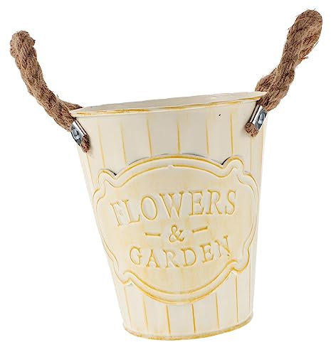 INOOMP Vintage Eisen Deko Blumeneimer Retro Pflanzentopf Für Blumenarrangements Dekorativer Blumentopf Für Garten Wohnzimmer Hochwertiger Eisenblumentopf Mit Abflusslöchern Rustikale