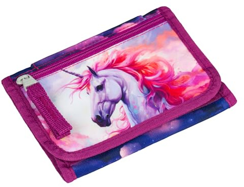 Baagl Brustbeutel Kinder Geldbörse Mädchen - Königliche Einhorn | Diese Mini Münzbörse und der Geldbeutel für Mädchen eignet sich ideal als praktischer Brustbeutel für Kinder für Kleingeld.