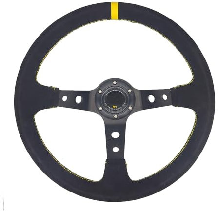 Sportlenkrad,Drift Lenkrad,Auto Lenkrad Universal 14 Zoll 350mm Auto Racing Lenkräder Deep Mais Drifting Sport Lenkrad(Black-Yellow)