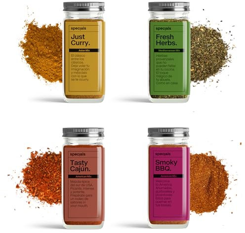 Set de Especias Gourmet para Cocinar Specials Foods - Sazonador con Curry, Ajo, Cayena para Pescado, Cerdo, Pollo y Verduras (Pack Classics)