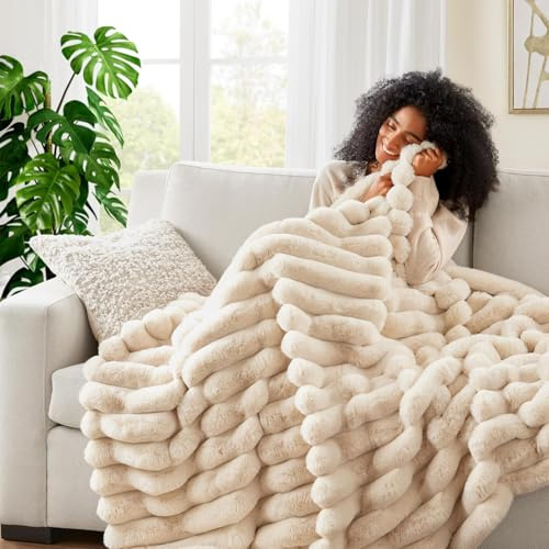 Lanqinglv Kuscheldecke Flauschig Decke Beige Groß,Super Warme Plüsch Decke Wohndecke Dick,Flanell Decke Winter Couchdecke Überwurfdecke Sofadecke Tagesdecke Für Bett Couch,220x240 cm