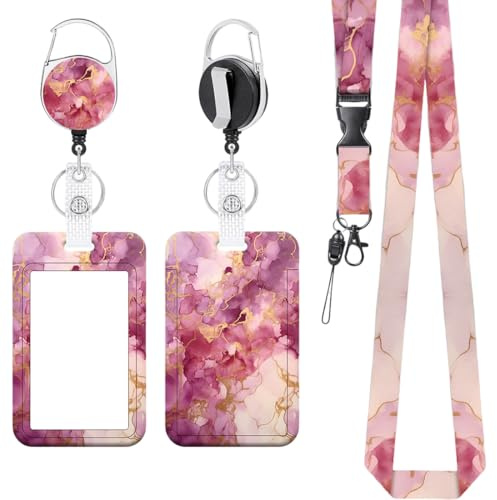 SULIUDAJI Portatarjetas Swivel Lobster Clasp con Cordones retráctiles para tarjetas de estudiante de enfermera Llaves Cámara