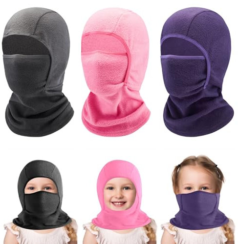 ZOCONE 3 Stück Sturmhaube Kinder Winter Fahrradmütze Unter Helm Balaclava Winddicht Gesichtsmaske Fahrrad Warm Skimaske Mütze Mädchen Jungen Sturmmaske Schalmütze für Skifahren Motorrad