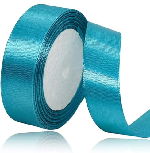 Satinband, Türkisblau, 20 mm, 22 m, Satinband, Geschenkverpackung, Weihnachtsband, Stoffband für Ballon, Nähen, Schleifen, Handwerk, Blumenstrauß, Dekoration für Hochzeiten, Autos, Geschenkverpackung