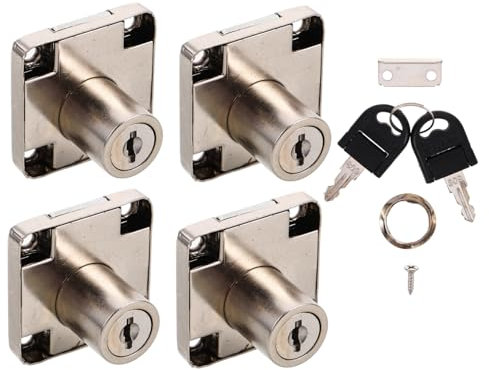 Mikikit 4 Sets Office Desk Drawer Lock Keyed Security Cabinet Door Locks for Kitchen Home Furniture Keys