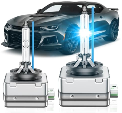SENROBO Fit for Chevrolet 2014-2017 Chevy Camaro Impala Corvette SS D3S HID Xenon Headlight Bulbs, 350% Brightness, High Low Beam Light Bulb, 8000K White Blue, Plug and Play, Pack of 2