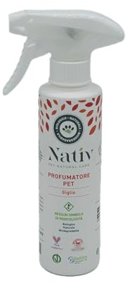 Nativ Eco Lab Pet - Profumatore 100% Naturale per Animali Idratante con Fragranza Delicata al Giglio. Flacone da 200 ml. Elimina Gli odori sgradevoli e idrata Il Pelo e la Cute degli Animali.