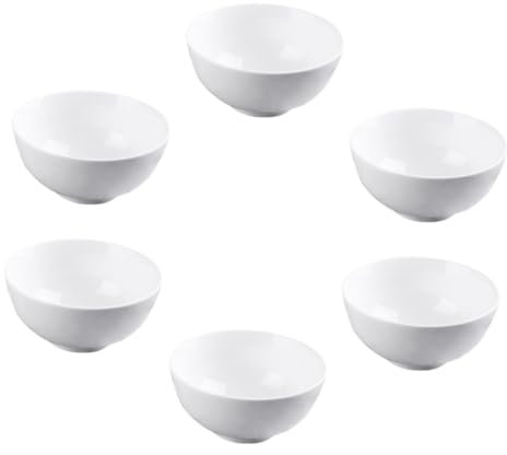 IMIKEYA Bol à Riz en Porcelaine Blanche Lot de 6 Pièces Récipients à Salade de Fruits Matériau Isolant pour Restaurant et Maison Service de Nourriture d'Espace