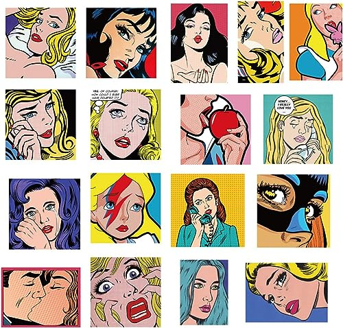 [FOCUS's Stickers] 100Pcs POP Art Comic Book Characters Stickers for Laptop Cellphone Water Bottle Hydro Flask Skateboard Luggage Car Bumper, etc FJHSL