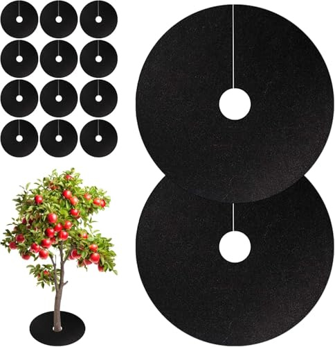 12 tappetini per erbacce rotondi, 52 cm, protezione per erbacce da giardino, protezione per erbacce rotondi, per giardino, aiuole