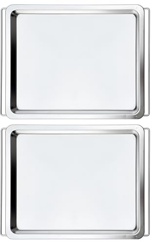 Expandable Stainless Steel Cookie Sheet, (13.97~16.14) × 11.33 Inches, Adjustable in Length Suitable for Use in Ovens, Bread Baking Tray, Without Coating and Heavy Duty and Easy Clean 2 Pack