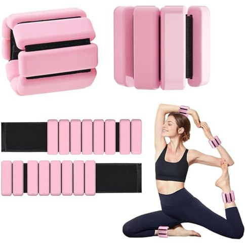 2 PCS Adjustable Wrist & Ankle Weights for Women Men (1Lbs Each), Wearable Arm and Leg Weights Bracelet for Yoga, Pilates, Dance, Barre, Cardio, Aerobics, Running, Fitness, Walking, Swimming