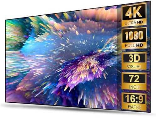 Pantalla de Proyección de 72/80/84 Pulgadas, 4K Ultra HD con Marco Fijo 16:9 para Proyectores de Largo Alcance y Alcance Ultracorto(84in)