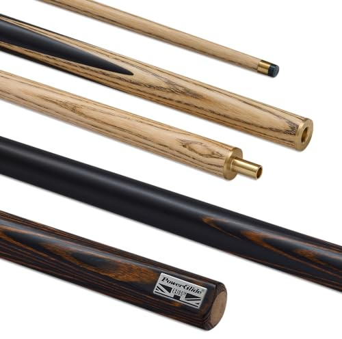 POWERGLIDE EXIOS Ash 2-delad 50/50 sammanfogad snookerpool eller biljardköpinne | askaxel | handskarvad rumpa | 2,5 oz | Full storlek 147 cm | 9,5 mm spets