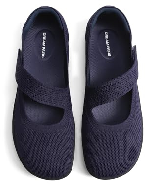 DREAM PAIRS Ballerines Femme Mary Jane Confortables Maille Respirante Lavable en Machine, Soutien Voûte Plantaire Chaussures Plates Bout Large, Travail Bureau Marche Voyage Été,Size 36.5,Marine