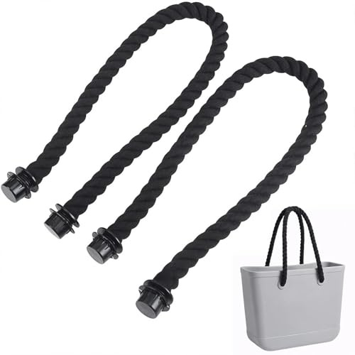 Eulihent 2 Pezzi Manici O Bag, Manici per Borse, Manici Lunghi in Corda, Ricambi per Borse da Spiaggia, Accessori O Bag Compatibili con Tutti i Modelli, 70 cm, Ideale per Fai da Te Donna.(Nero)