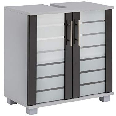 Schildmeyer Niko Waschbeckenunterschrank 113295, silber glanz-anthrazit glanz, 59,8/32,6/62,4 cm