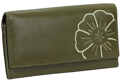 Ledershop24 Branco Damen Leder Geldbörse Grün/Oliv