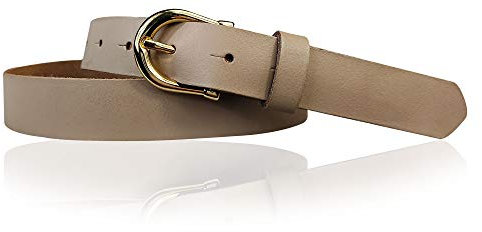FRONHOFER schmaler Gürtel Damen vergoldeter Schnalle 2,2cm, Damen Gürtel Hufeisen Schnalle gold, 17875, Größe:Körperumfang 125 cm/Gesamtlänge 140 cm, Farbe:Taupe