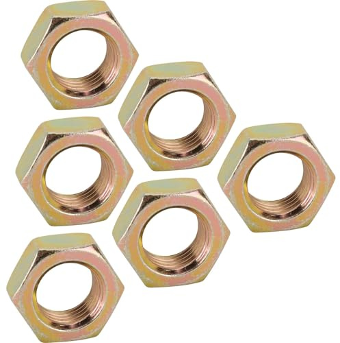 Speedway Motors Steel Jam Nuts 1/2 Inch-20 Left Hand NF Fine Thread, Thin Profile Zinc Plated Hardware for Rod Ends, Heim Joints and Tie Rod Ends, Pack of 6